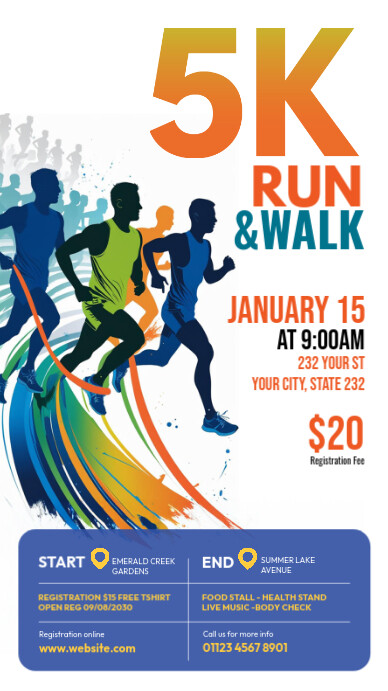 White Futuristic 5k Run & Walk Event Instagram Story Indaba yaku-Instagram template
