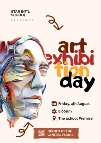White Futuristic Art Exhibition Day Poster A3 template