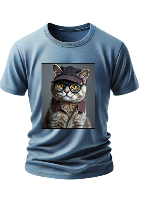 White Futuristic Ashe Color Cat Image Mockup T-shirt Design  A4 template