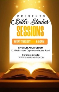 White Futuristic Bible Study Group Flyer Half Page Wide template