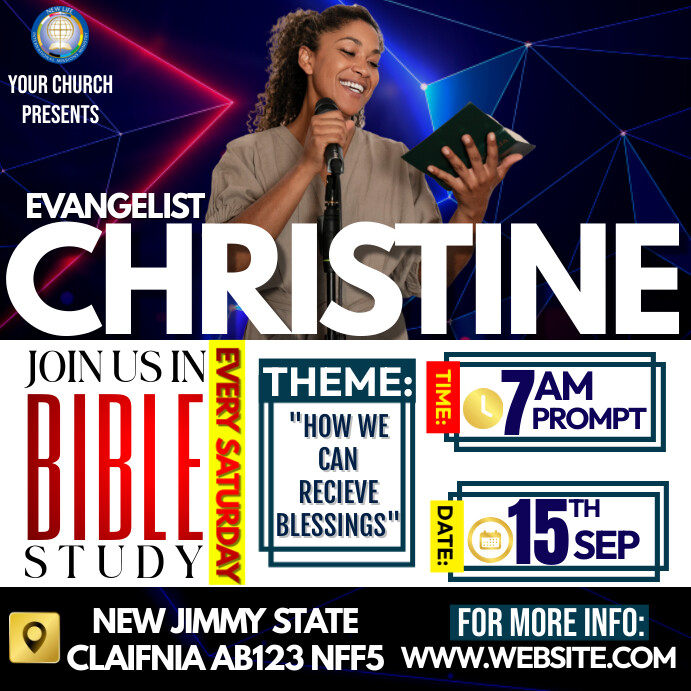 White Futuristic Bible Study Instagram Post Wpis na Instagrama template