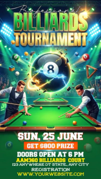 White Futuristic Billiards Tournament Instagram Story template