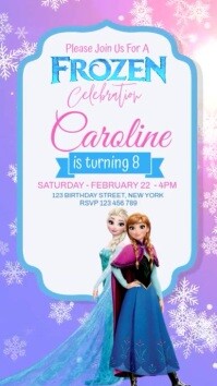 White Futuristic Frozen Birthday Invitation Instagram Story template