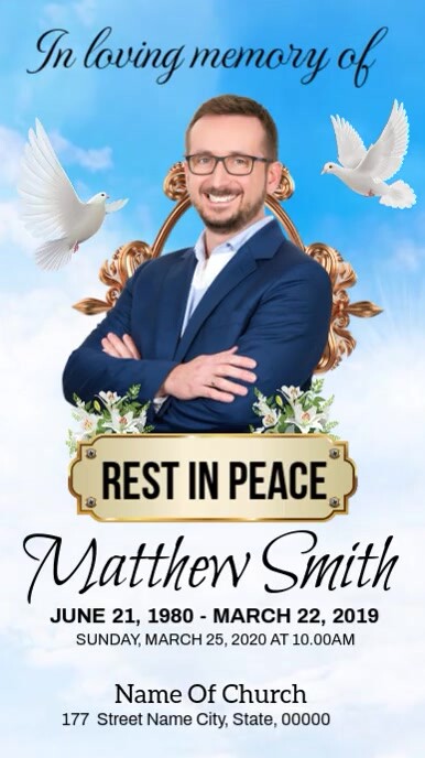 White Futuristic Funeral Announcement Poster Instagram Story Instagram-verhaal template