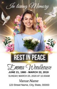 White Futuristic Funeral Celebration Of Life Half Page Wide Szeroki pół strony template