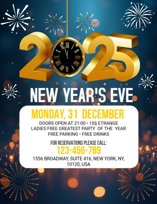 Copy of White Futuristic Happy New Year Party Flyer Flyer (us Letter ...