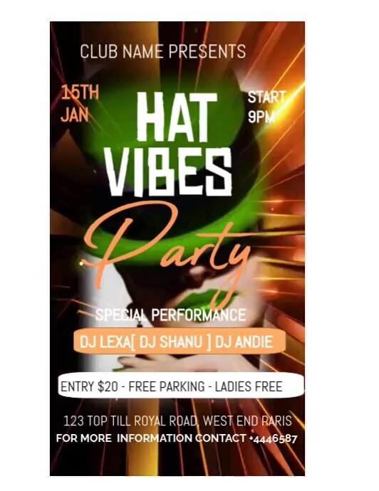 White Futuristic Hat Vibes Party  Flyer (us Letter) template