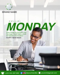 White Futuristic Hello Monday  Instagram Portrait template