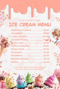White Futuristic Ice Cream Menu Card Pinterest Graphic template