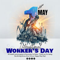 White Futuristic International Worker's Day Instagram Post template