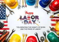 White Futuristic Labor Day Greeting Card Postcard template