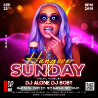 White Futuristic Monday Night Party Square (1:1) template