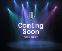 White Futuristic Neon Coming Soon Stage Poster | Podcast Or Event Teaser Flyer | Stay Tuned Promo De Rectángulo Mediano template