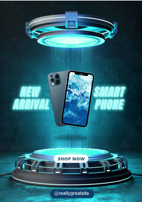 White Futuristic New Arival Phone Post A4 Template | PosterMyWall