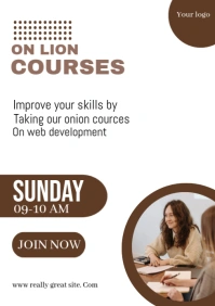 White Futuristic New Online Courses Come To Join Now A4 template