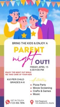 White Futuristic Parents Night Out Flyer Instagram Story template