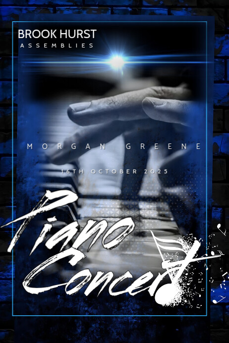 White Futuristic Piano Concert Poster Plakat template