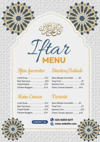 White Futuristic Ramadan Iftar Menu A4 template