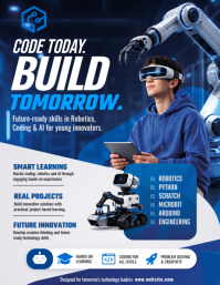 White Robotics and Coding Education Ulotka Template
