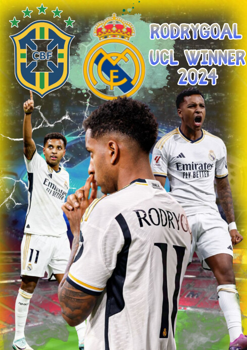 White Futuristic Rodrygo Uefa Champion League A4 template