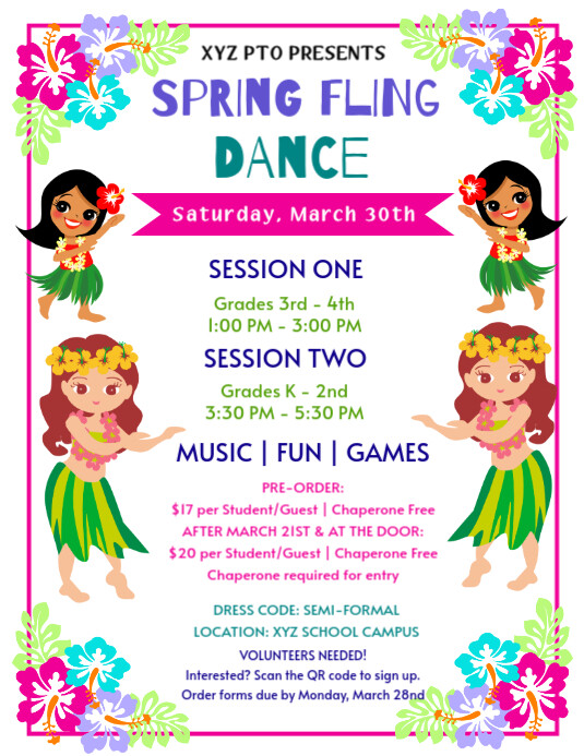 White Futuristic Spring Fling School Dance Flyer Flyer (us Letter ...