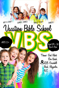 White Futuristic Vbs Vacation Bible School Poster template