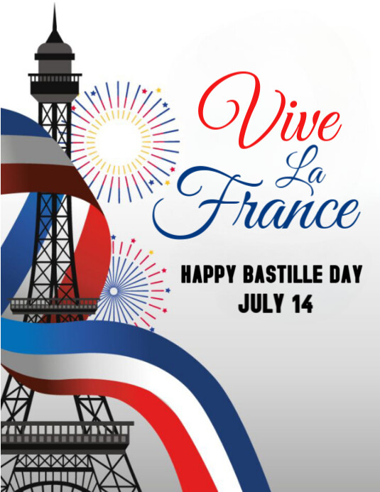 White Futuristic Vive La France  Flyer (us Letter) template