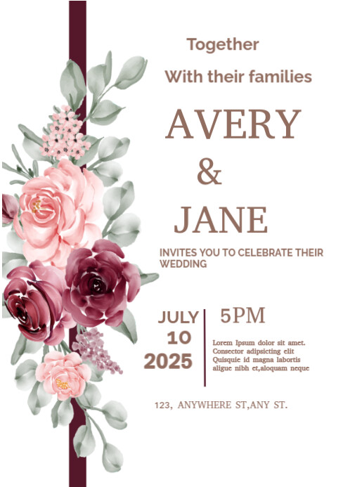 White Futuristic Wedding Invitation  A5 template
