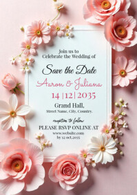 White Futuristic  Wedding Invitation Template A4