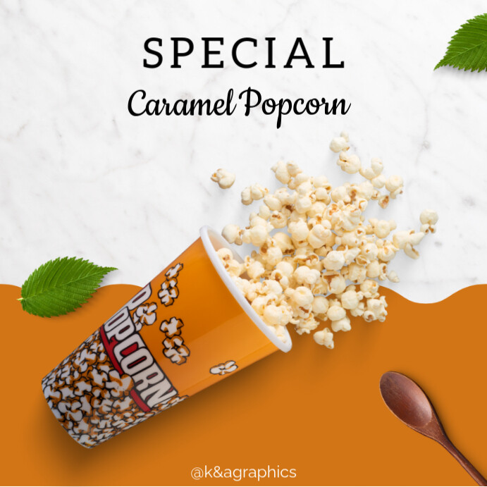 White Futuristic White And Orange Clean Popcorn Template Instagram Post ...