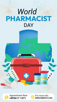 White Futuristic World Pharmacist Day Whatsap WhatsApp-Status template