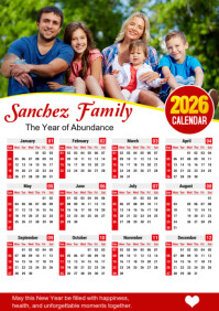 White Géométrique Calendar 2026 Family A3 template