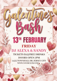 White Galentine's Day Bash A4 template
