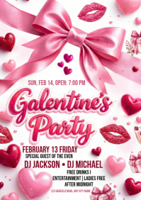 White Galentine's Day Party A4 template