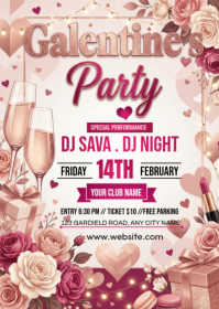 White Galentine's Day Party A6 template