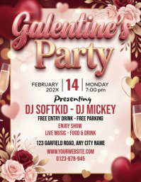 White Galentine's Day Party Flyer template