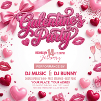 White Galentine's Day Party Instagram Post template