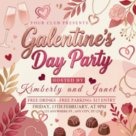 White Galentine's Day Party Instagram Post Instagram-Beitrag template