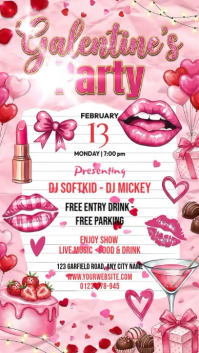 White Galentine's Day Party Instagram Story Video template