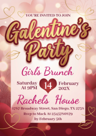 White Galentine's Party A4 template