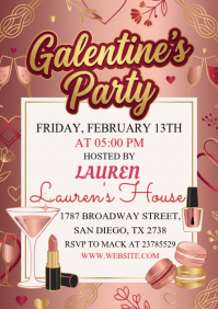 White Galentine's Party A4 template