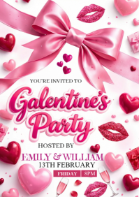 White Galentine's Party A4 template