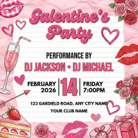 White Galentine's Party Instagram Post Wpis na Instagrama template