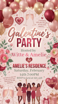 White Galentine's Party Instagram Story template