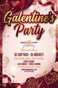 White Galentine's Party Poster template