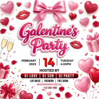 White Galentine's Party Square template