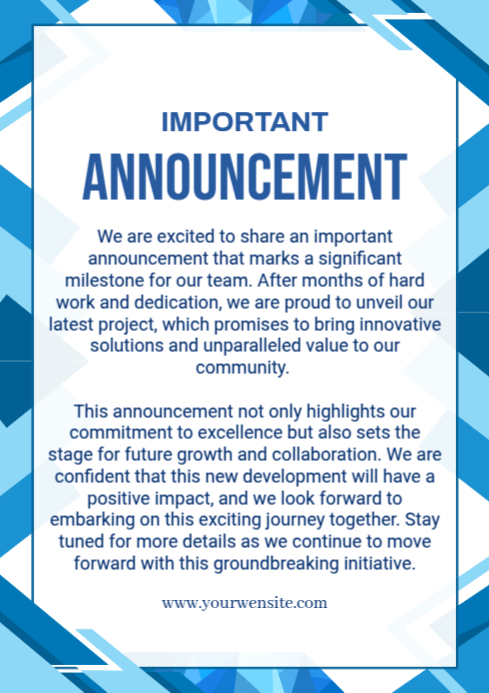 White Geometric Announcement A4 Template | PosterMyWall