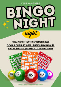 White Geometric Bingo Night A4 template