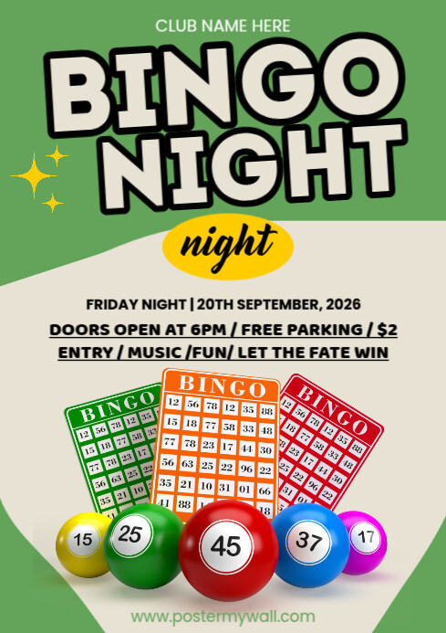 White Geometric Bingo Night A4 Template | PosterMyWall