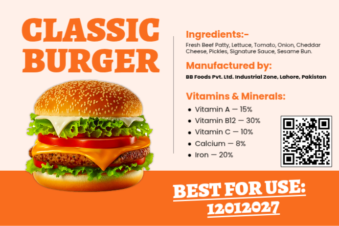 White Geometric Burger Label Design Template | PosterMyWall